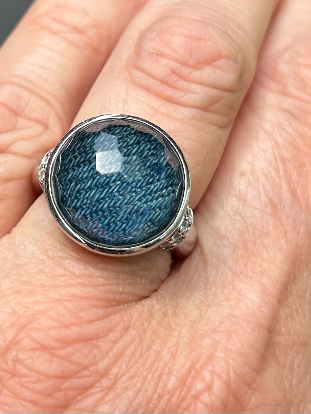 Ti Sento Milano denim stone sterling silver ring-size 7
